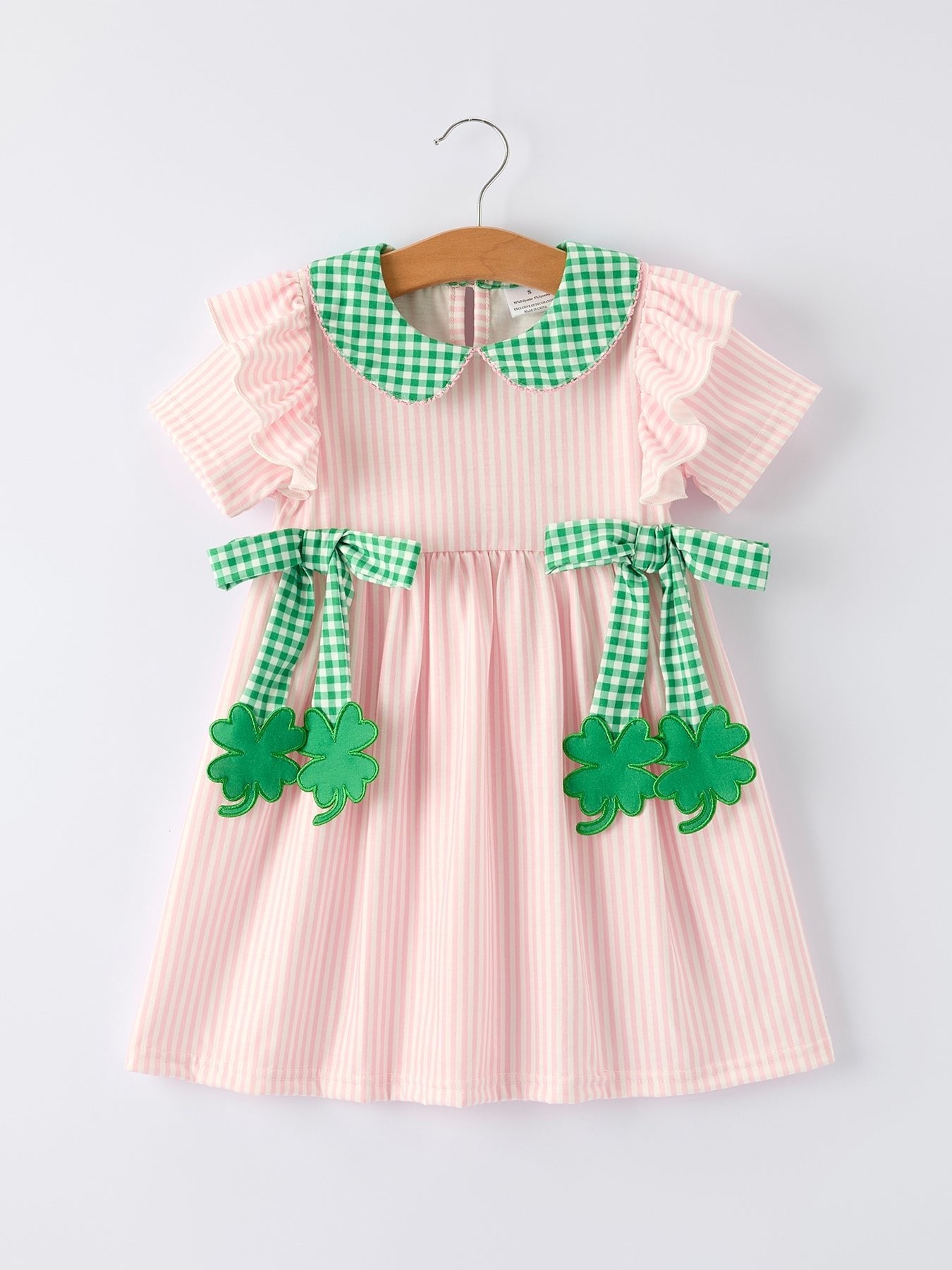 Rylee Faith Designs St. Patrick's Day Shamrock Girls' Striped Plaid Dress - 