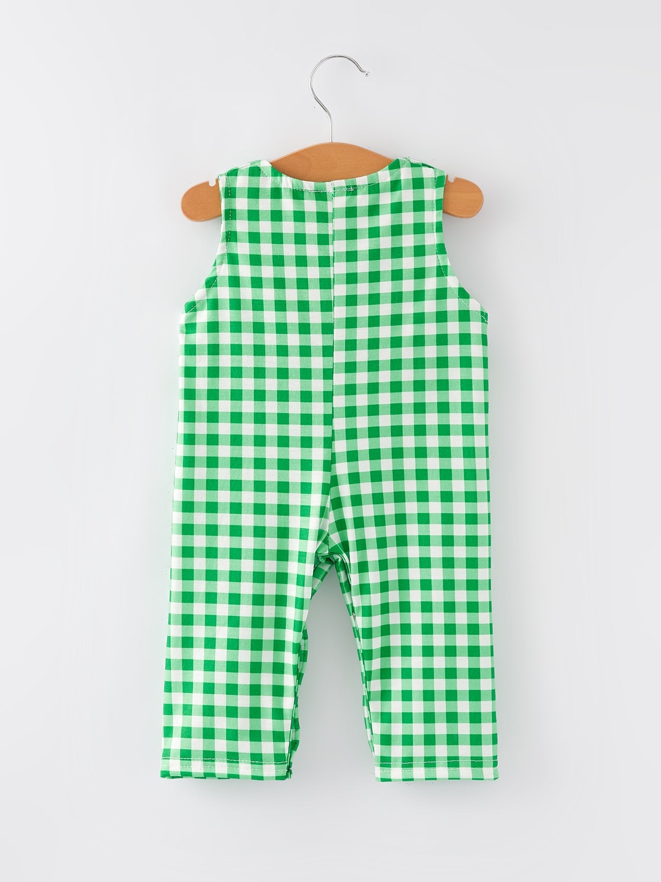 Rylee Faith Designs St. Patrick's Day shamrock Smocking Embroidered Green Plaid Boys' Romper - 