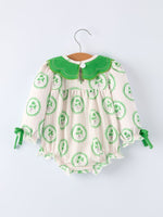 Rylee Faith Designs St. Patrick's Day Shamrock Striped Long Sleeve Baby Girl Romper - 