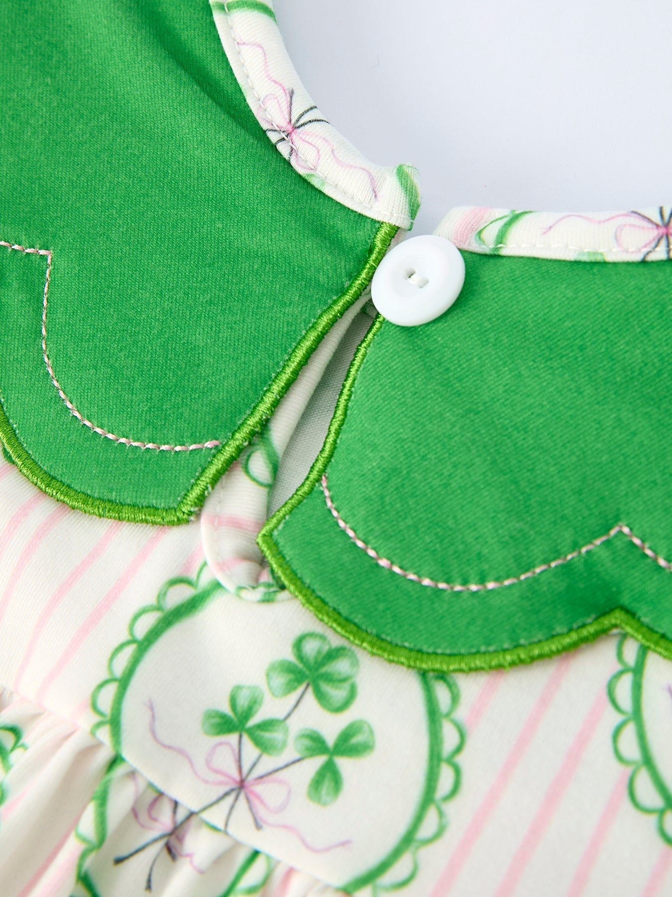 Rylee Faith Designs St. Patrick's Day Shamrock Striped Long Sleeve Girl Dress - 