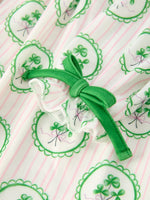 Rylee Faith Designs St. Patrick's Day Shamrock Striped Long Sleeve Girl Dress - 