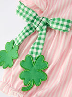 Rylee Faith Designs St. Patrick's Day Shamrock Striped Plaid Baby Girl Romper - 