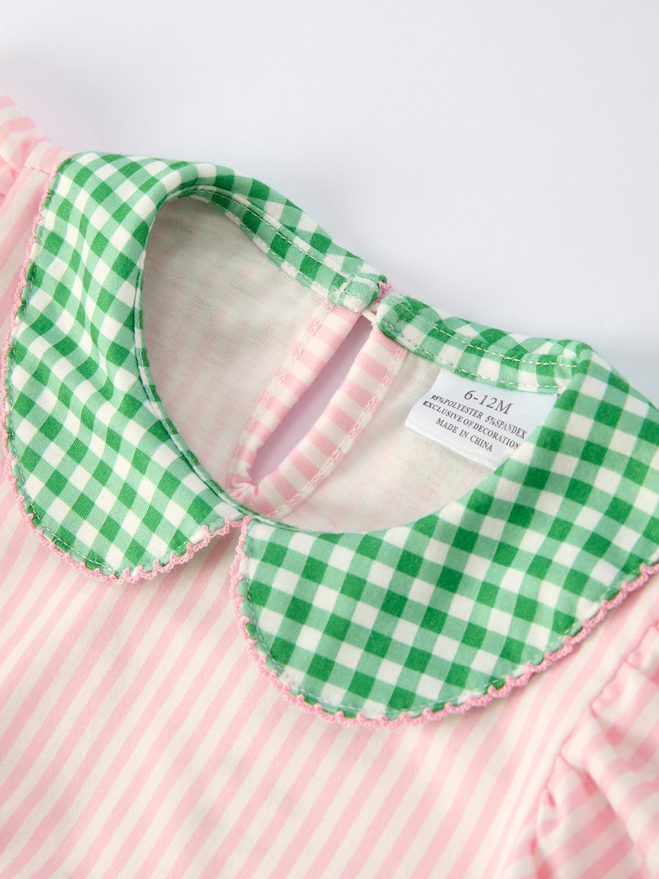 Rylee Faith Designs St. Patrick's Day Shamrock Striped Plaid Baby Girl Romper - 