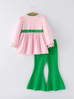 Rylee Faith Designs St. Patrick's Day Shamrock Top and Bell Bottom Pants Girls Set - 