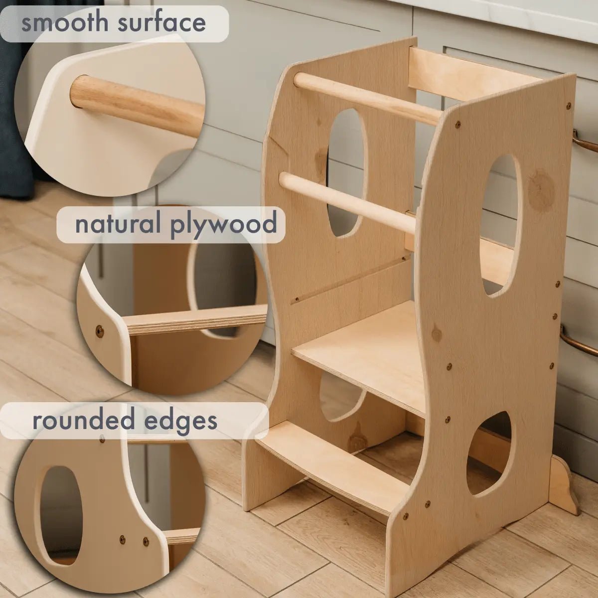 Goodevas Stable Montessori Tower - Wooden Growing Chair - Beige - Everetts Place Boutique - 