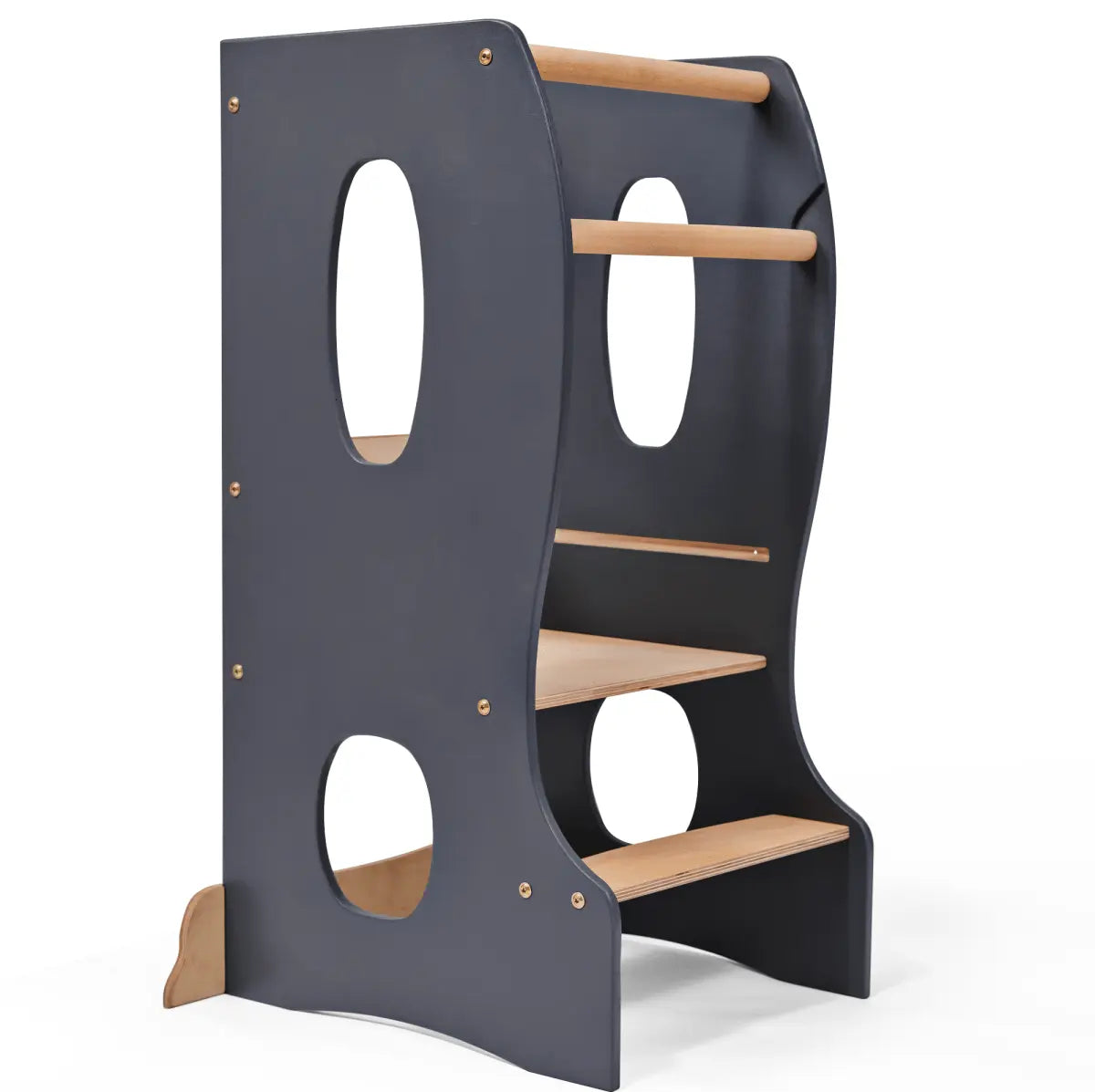 Goodevas Stable Montessori Tower: Wooden Growing Chair - Grey - 