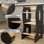 Goodevas Stable Montessori Tower: Wooden Growing Chair - Grey - 