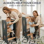 Goodevas Stable Montessori Tower: Wooden Growing Chair - Grey - 