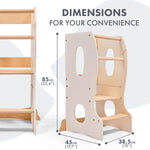 Goodevas Stable Montessori Tower: Wooden Growing Chair - Ivory - 