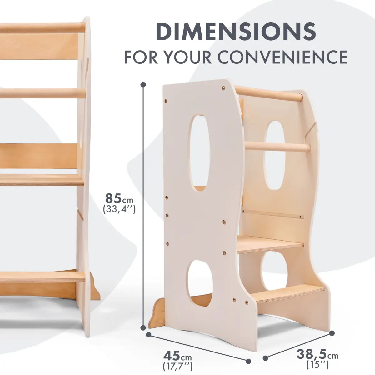 Goodevas Stable Montessori Tower: Wooden Growing Chair - Ivory - 