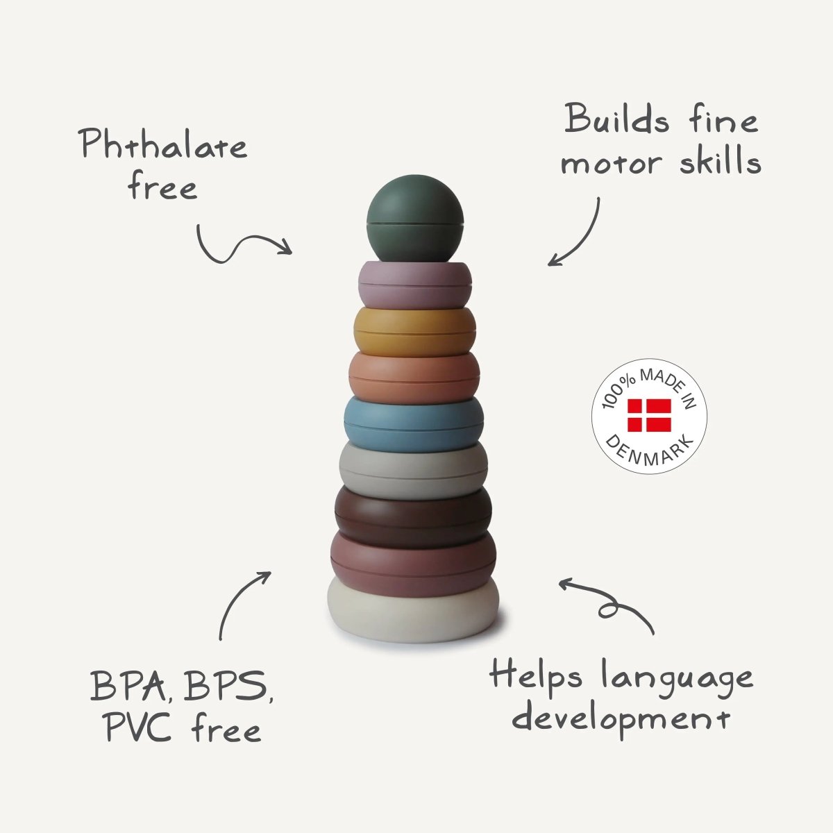 Mushie Stacking Rings Toy for Babies - Non - Toxic BPA Free Plastic Developmental Playset - Everetts Place Boutique - 