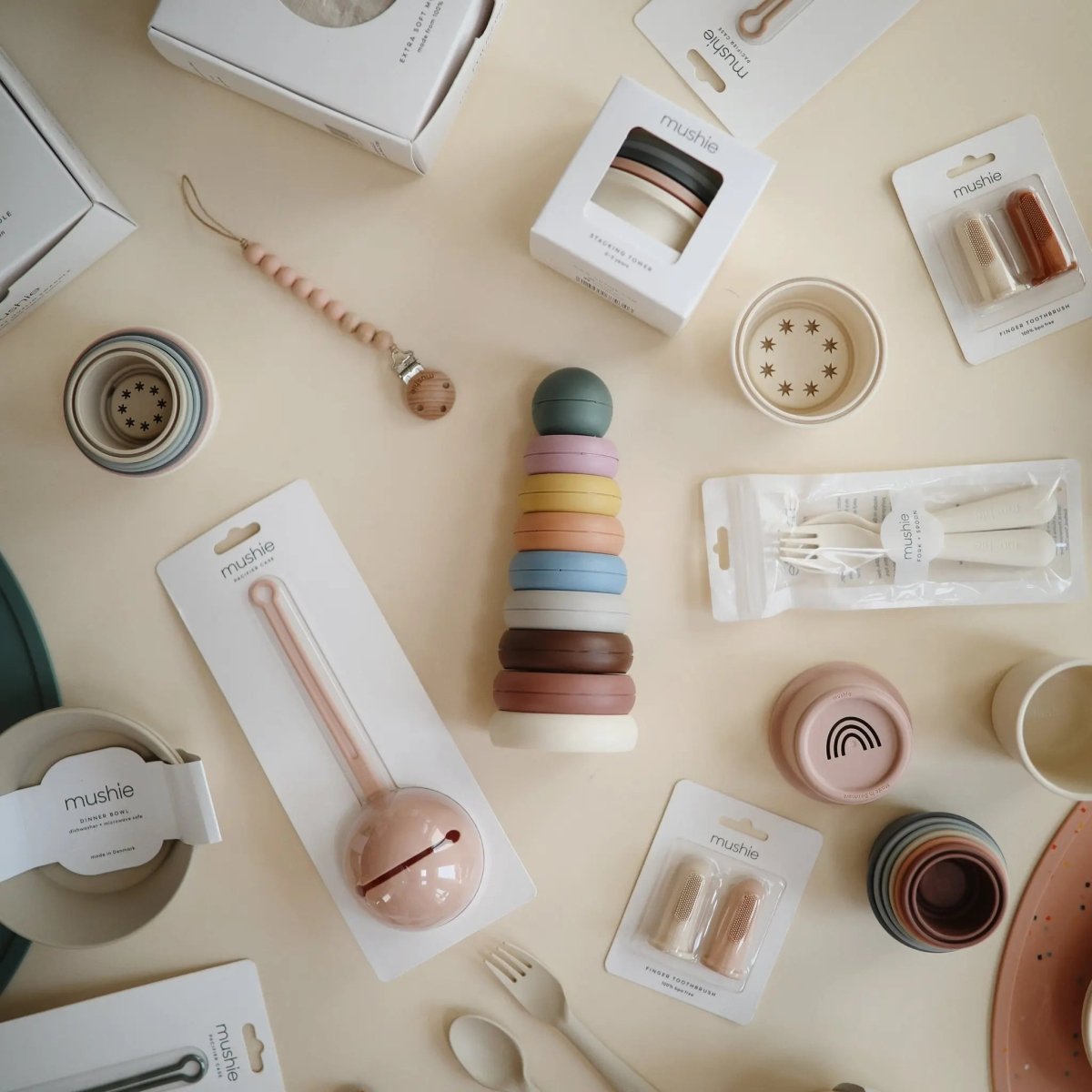 Mushie Stacking Rings Toy for Babies - Non - Toxic BPA Free Plastic Developmental Playset - Everetts Place Boutique - 