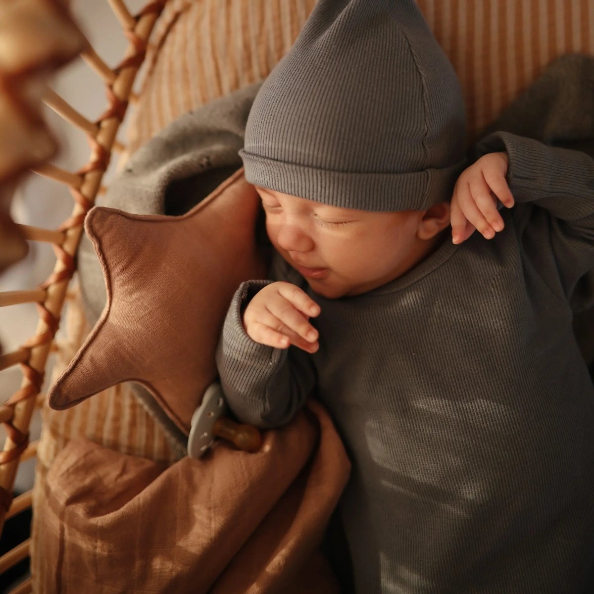 Mushie Star Lovey Blanket Made From 100 Percent Organic Cotton Soft Colors - 