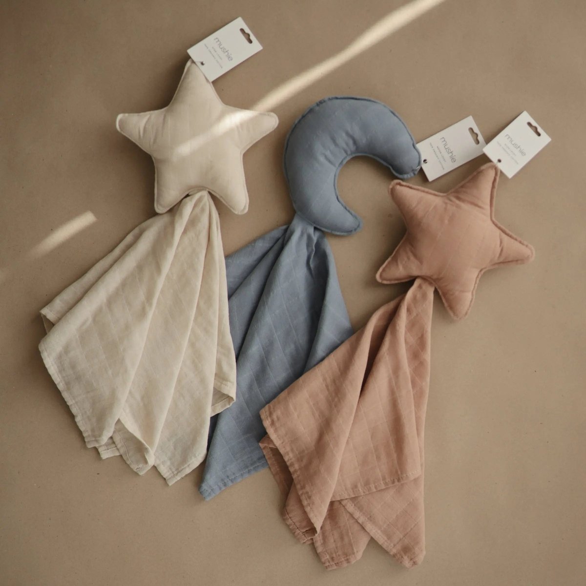 Mushie Star Lovey Blanket Made From 100 Percent Organic Cotton Soft Colors - 