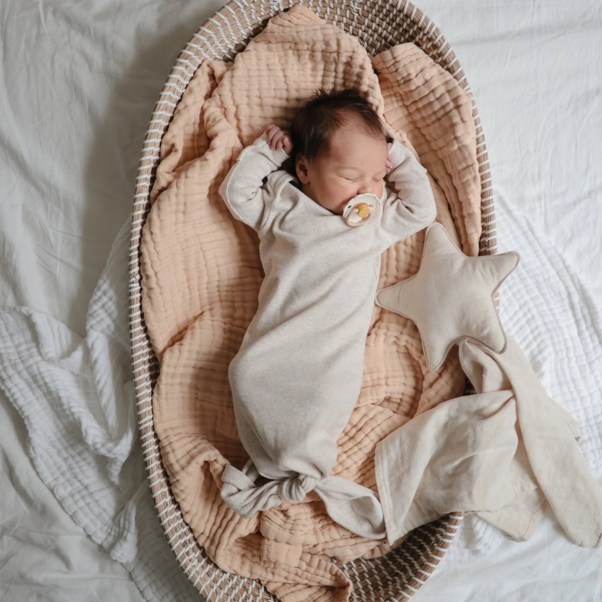 Mushie Star Lovey Blanket Made From 100 Percent Organic Cotton Soft Colors - 