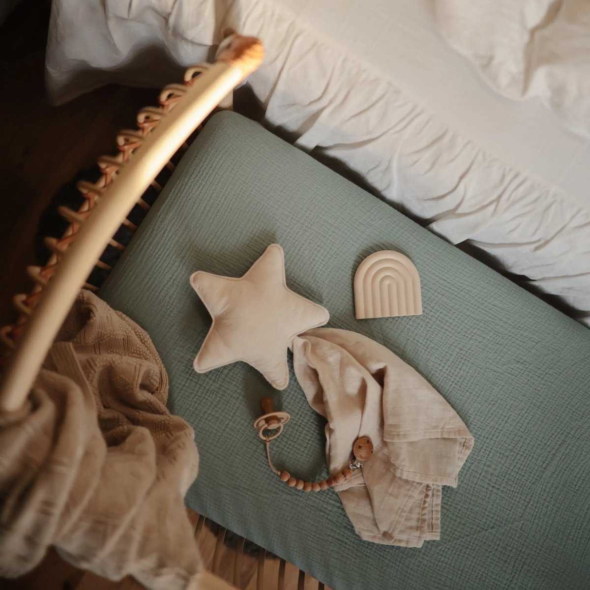 Mushie Star Lovey Blanket Made From 100 Percent Organic Cotton Soft Colors - 