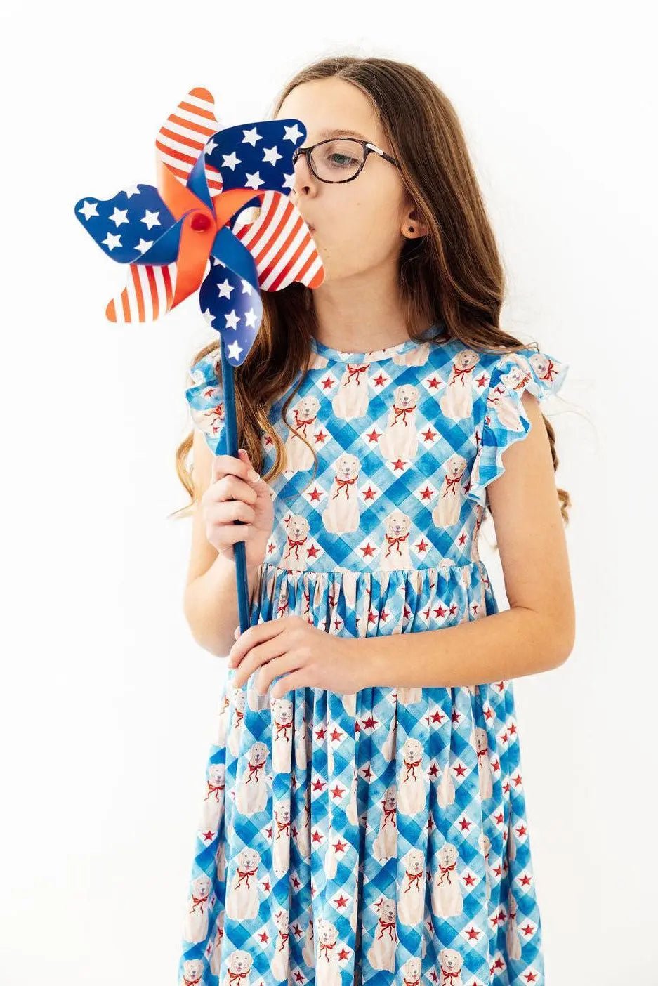 Mila & Rose ® Star Spangled Pups Flutter Sleeve Twirl Dress - 