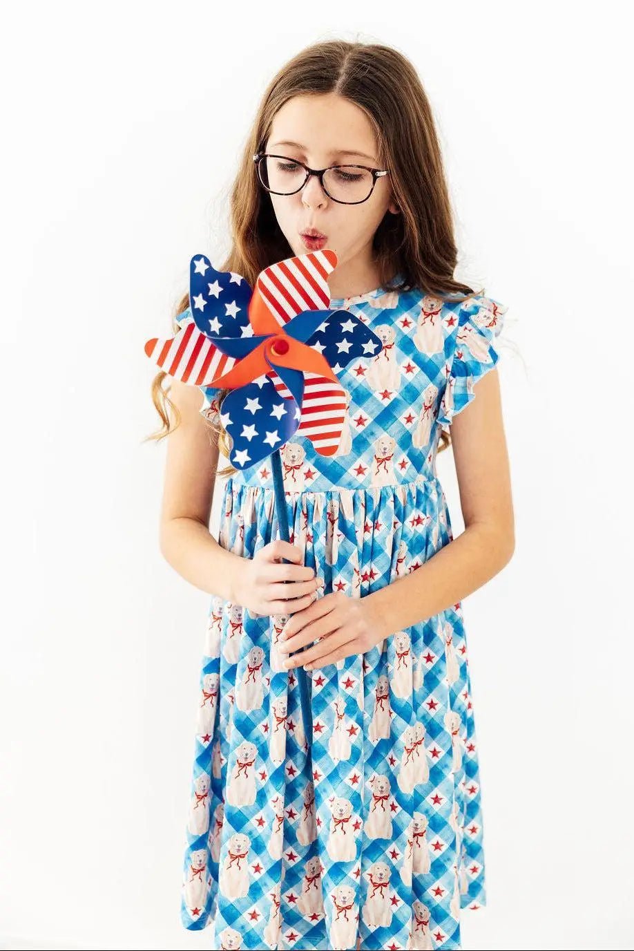 Mila & Rose ® Star Spangled Pups Flutter Sleeve Twirl Dress - 