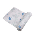 Newcastle Classics Starfish Cotton Muslin Swaddle Blanket Soft Breathable Natural Fabric for Babies - 