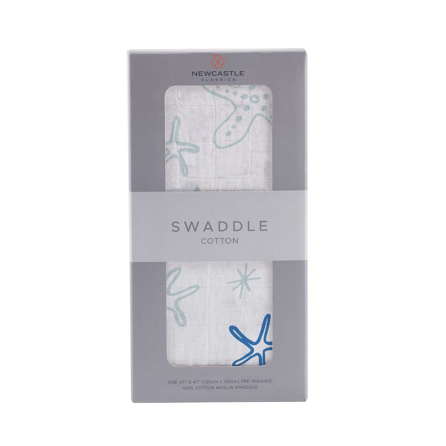 Newcastle Classics Starfish Cotton Muslin Swaddle Blanket Soft Breathable Natural Fabric for Babies - Baby & Toddler > Swaddling & Receiving Blankets > Swaddling Blankets Cotton Swaddle