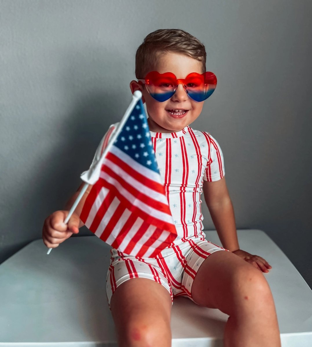 Little Joy Co. Stars And Stripes 2 Piece Bamboo Pajamas Soft Sleepwear - Everetts Place Boutique - 