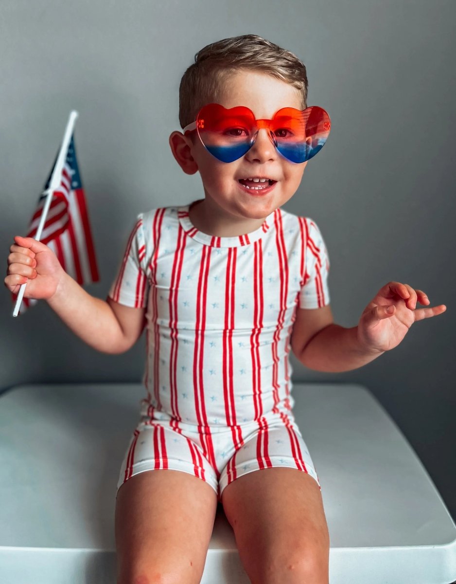 Stars And Stripes 2 Piece Bamboo Pajamas Soft Sleepwear - Everetts Place Boutique - 