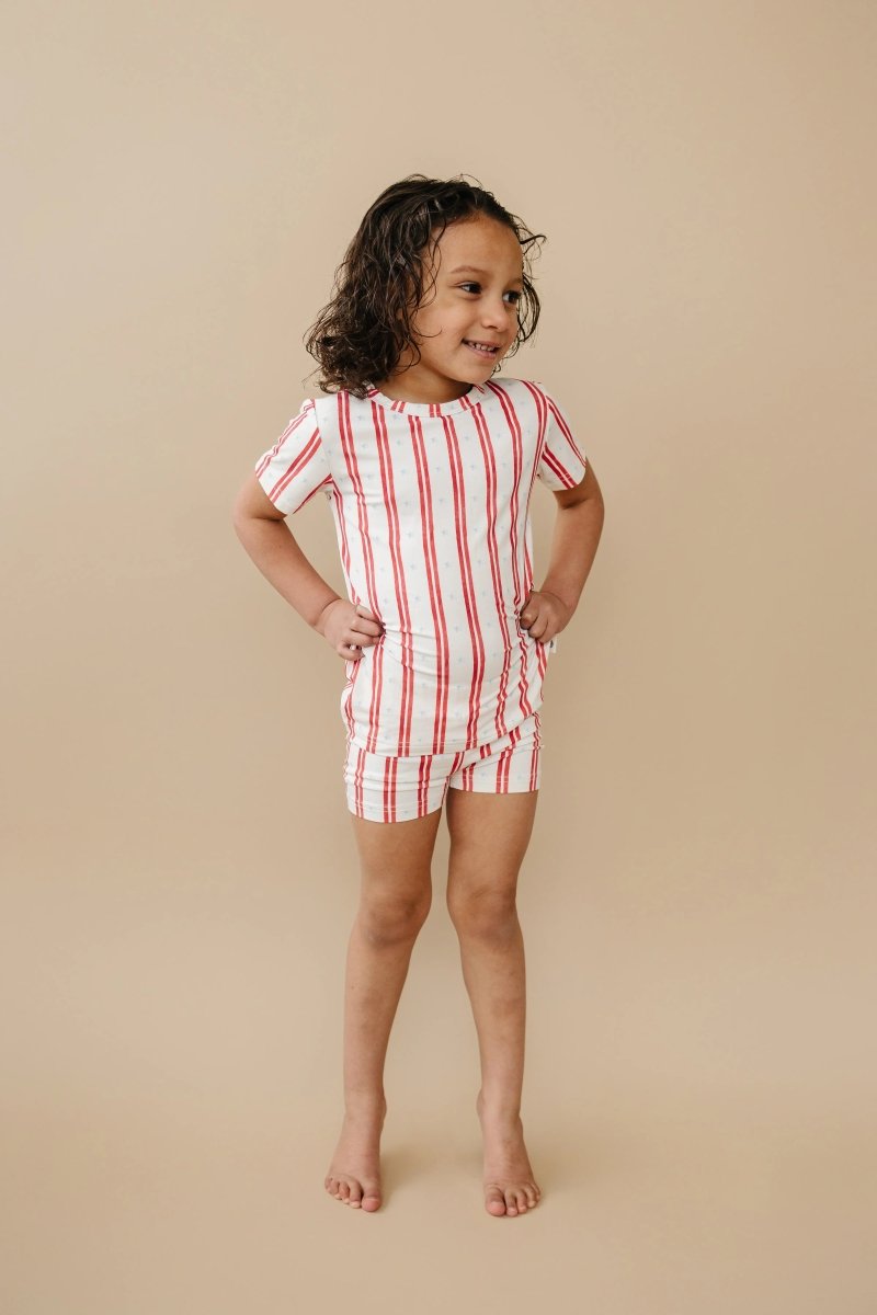 Little Joy Co. Stars And Stripes 2 Piece Bamboo Pajamas Soft Sleepwear - Everetts Place Boutique - 