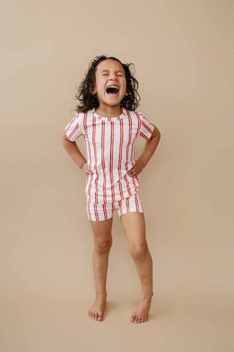 Stars And Stripes 2 Piece Bamboo Pajamas Soft Sleepwear - Everetts Place Boutique - 