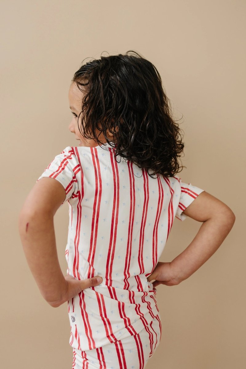 Stars And Stripes 2 Piece Bamboo Pajamas Soft Sleepwear - Everetts Place Boutique - 