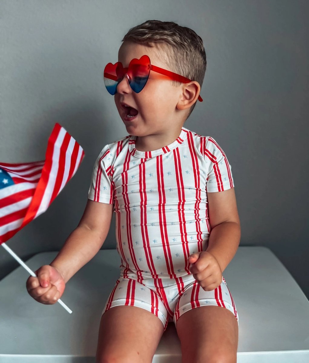Little Joy Co. Stars And Stripes 2 Piece Bamboo Pajamas Soft Sleepwear - Everetts Place Boutique - 