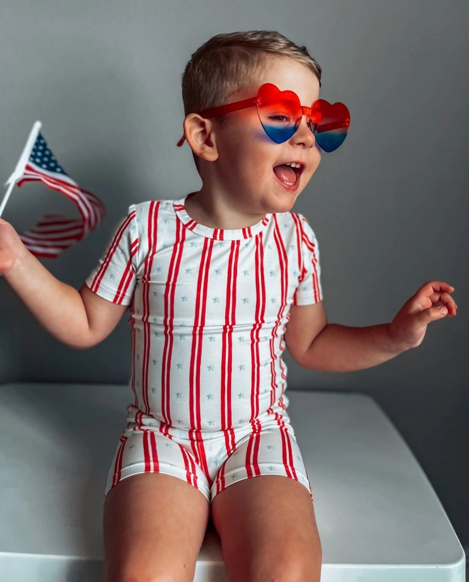 Little Joy Co. Stars And Stripes 2 Piece Bamboo Pajamas Soft Sleepwear - Everetts Place Boutique - 