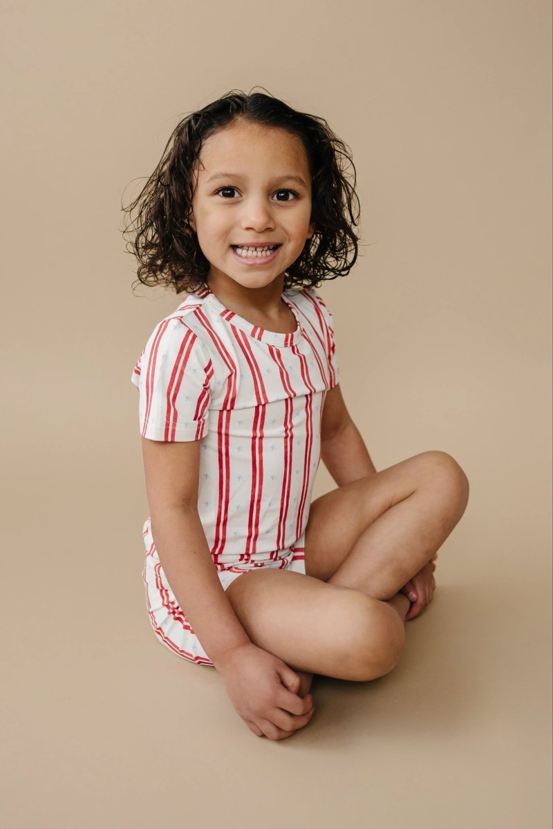 Stars And Stripes 2 Piece Bamboo Pajamas Soft Sleepwear - Everetts Place Boutique - 