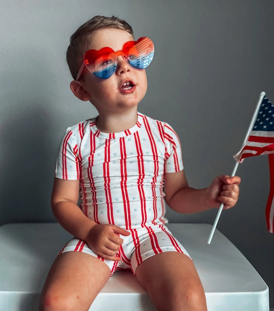 Little Joy Co. Stars And Stripes 2 Piece Bamboo Pajamas Soft Sleepwear - Everetts Place Boutique - 