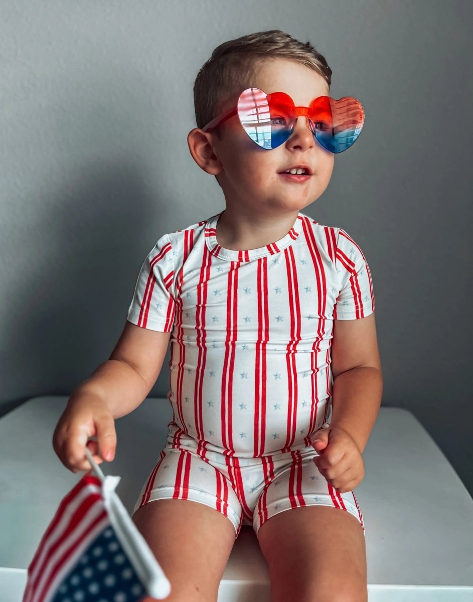 Little Joy Co. Stars And Stripes 2 Piece Bamboo Pajamas Soft Sleepwear - Everetts Place Boutique - 
