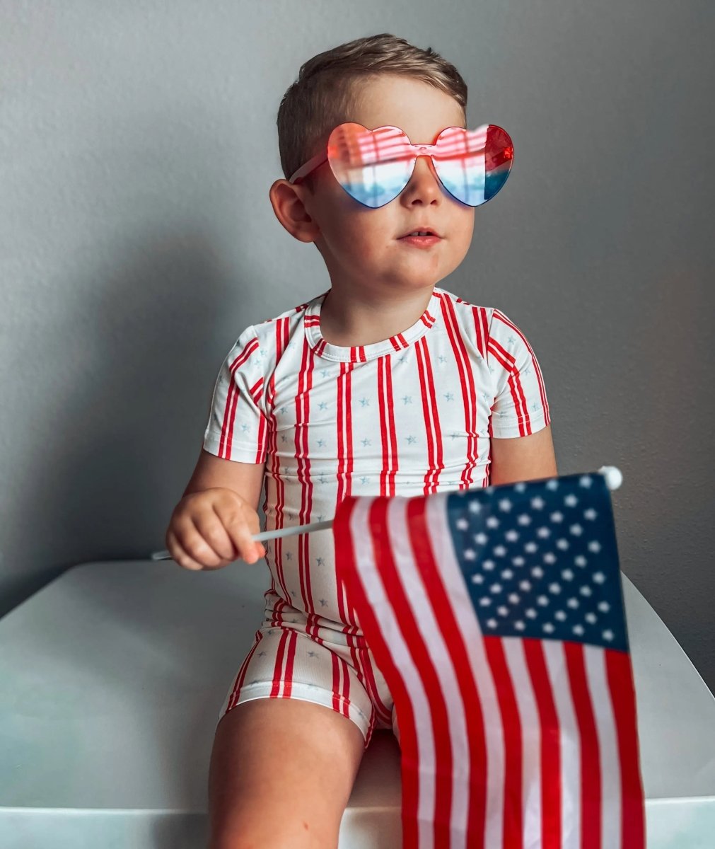 Little Joy Co. Stars And Stripes 2 Piece Bamboo Pajamas Soft Sleepwear - Everetts Place Boutique - 