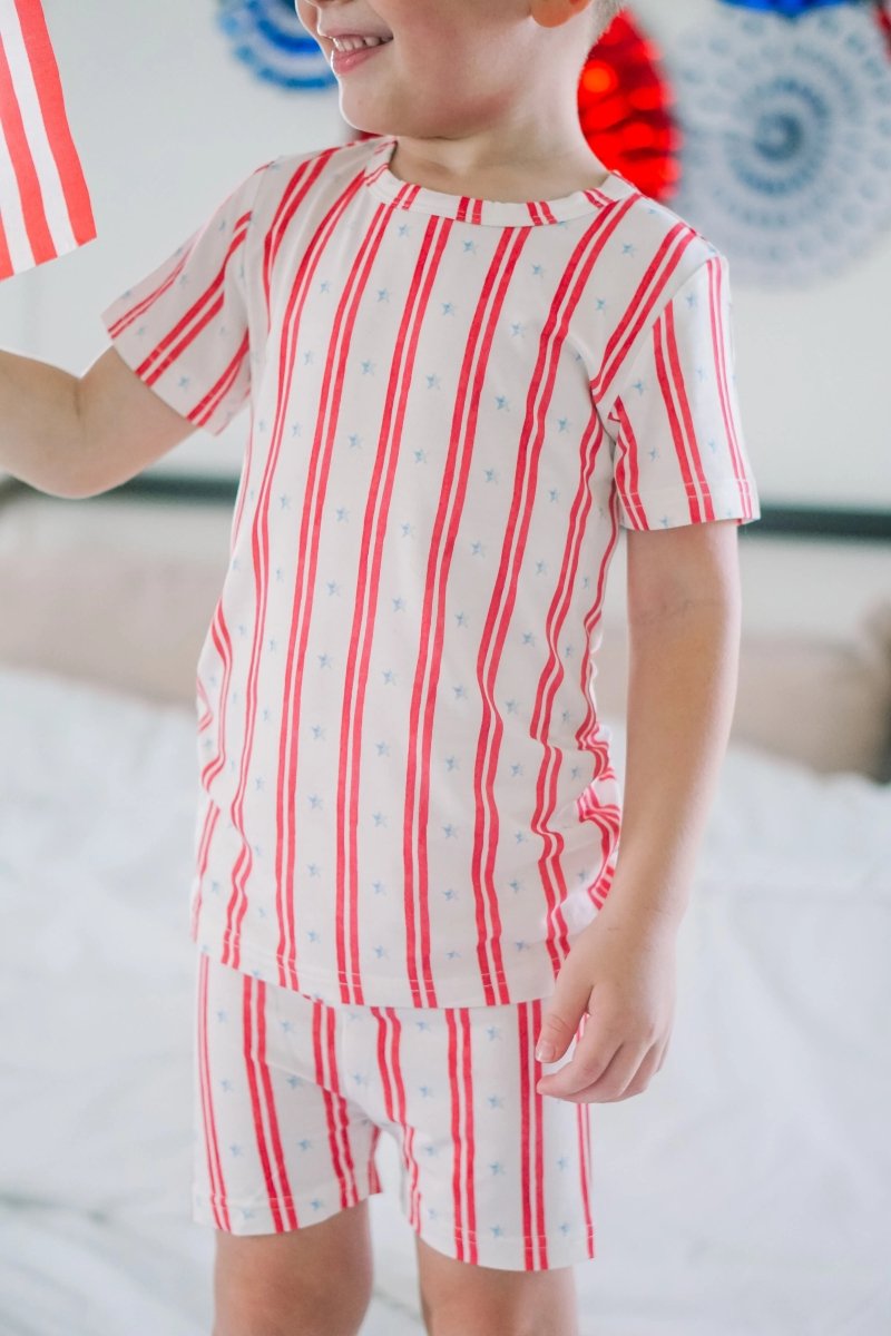 Little Joy Co. Stars And Stripes 2 Piece Bamboo Pajamas Soft Sleepwear - Everetts Place Boutique - 