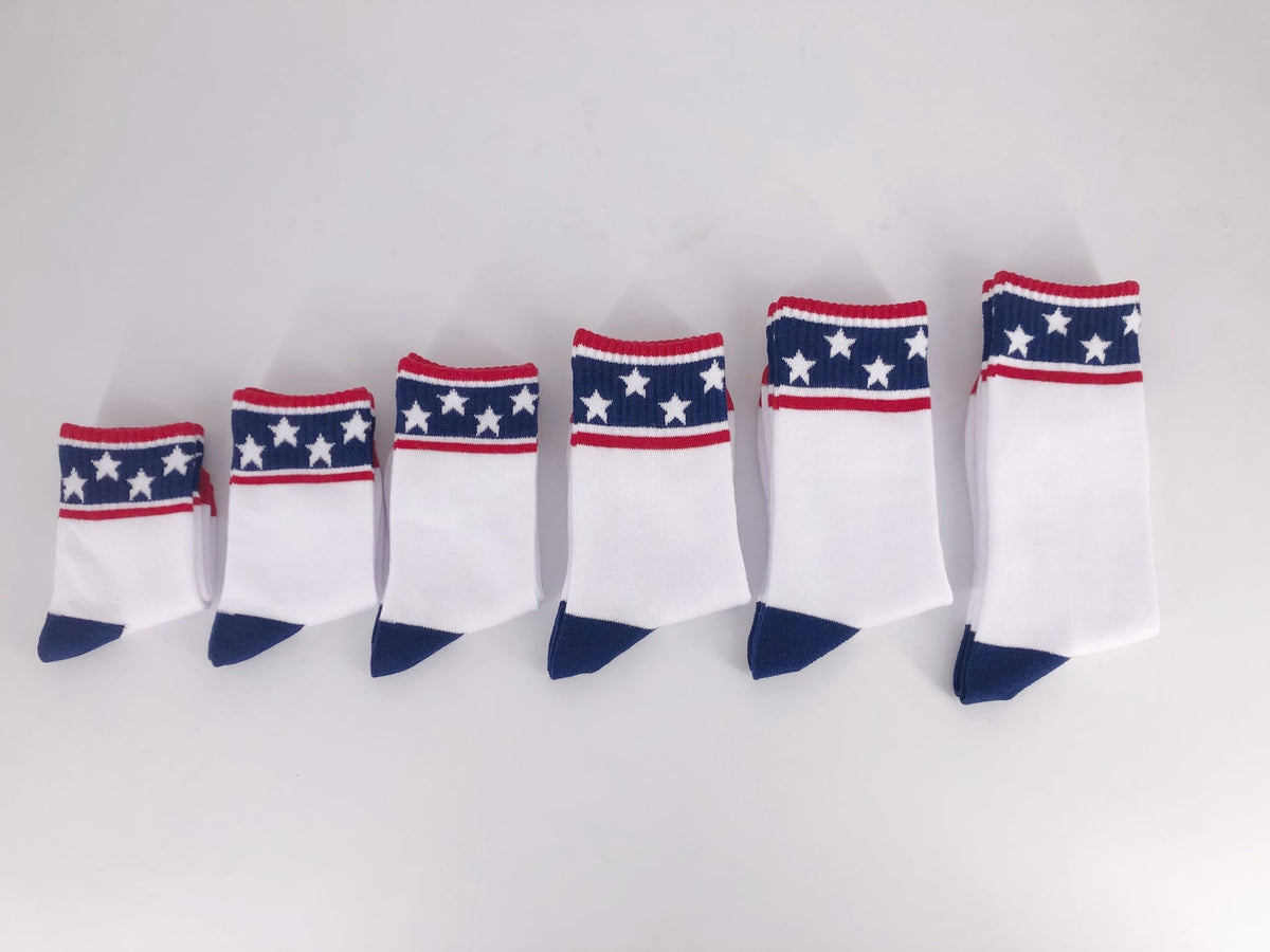 Little Joy Co. Stars and Stripes 4th of July Socks - Infant, Toddler, Youth & Adult Sizes