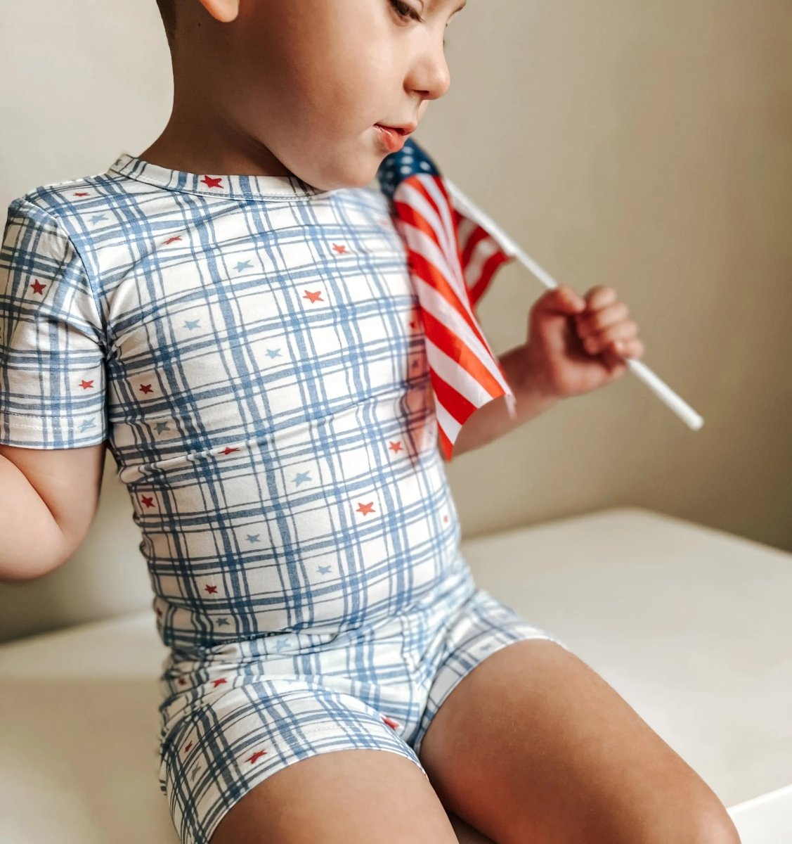 Little Joy Co. Stars Gingham Bamboo Pajama Set For Women Breathable - Everetts Place Boutique - 