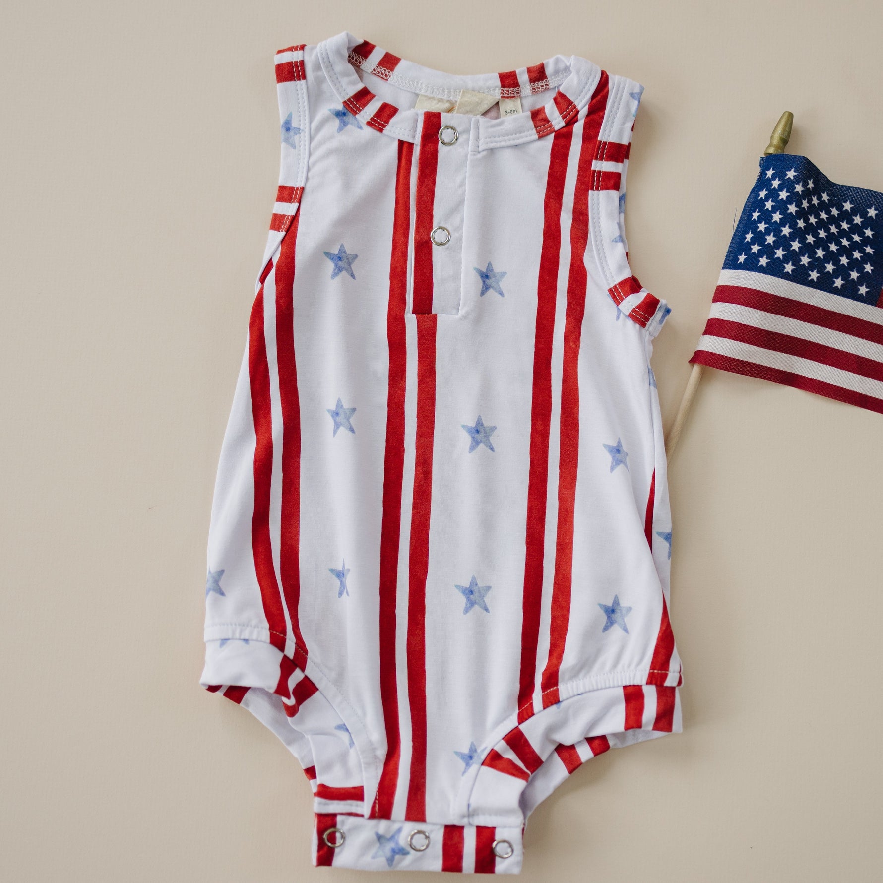 Little Joy Co. ultra-soft bamboo sleeveless baby romper, perfect for sensitive skin.