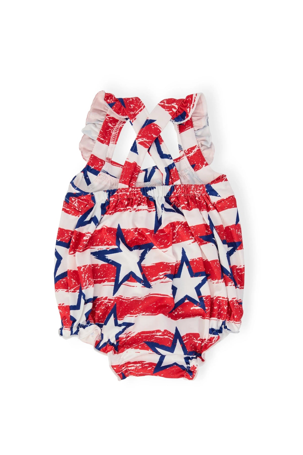 Mila & Rose ® Stars & Stripes Ruffle Cross Back Romper - 
