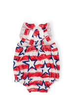 Mila & Rose ® Stars & Stripes Ruffle Cross Back Romper - 