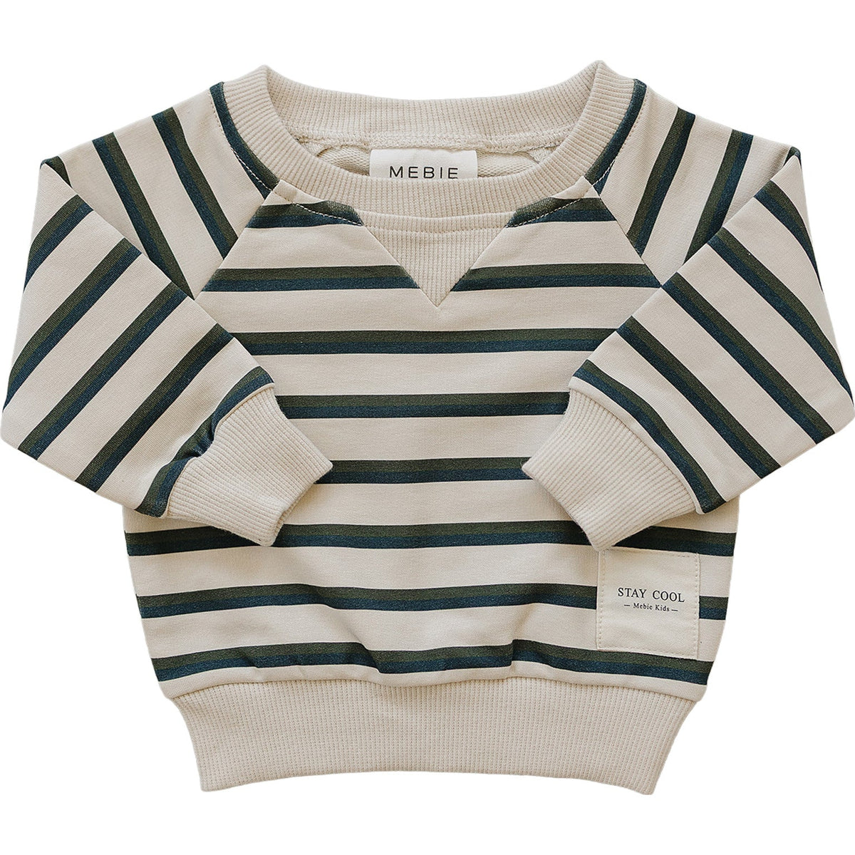 Mebie Baby Stay Cool Striped Crewneck Baby Toddler Long Sleeve Tee - 