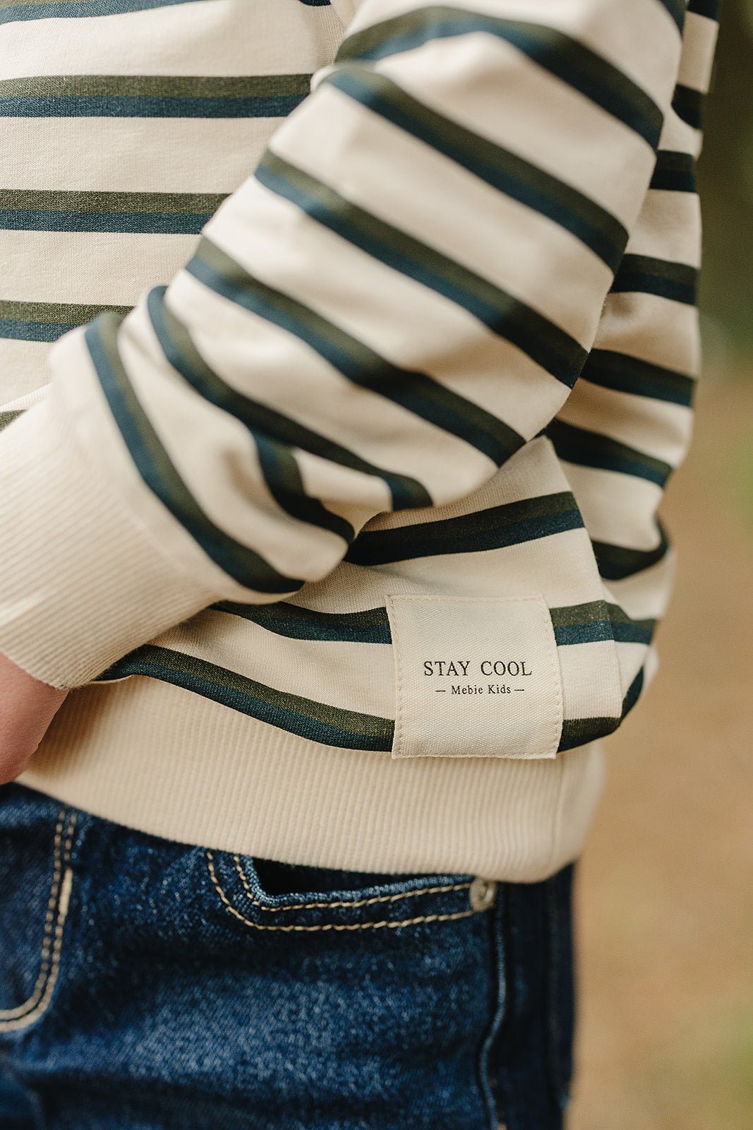 Mebie Baby Stay Cool Striped Crewneck Baby Toddler Long Sleeve Tee - 