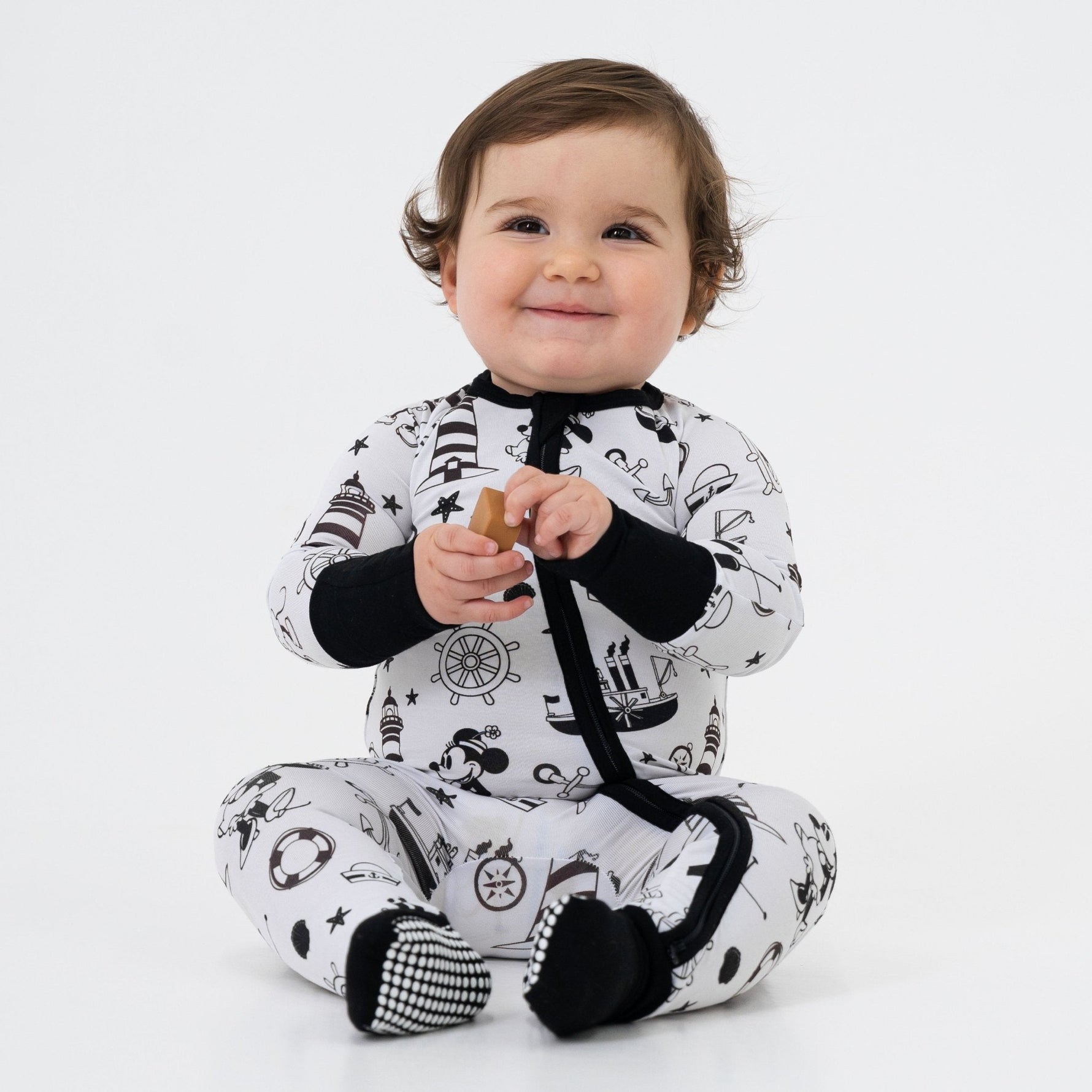 Bam & Stitch Steamboat Willie Bamboo Convertible Romper | Vintage Disney Sleeper - 