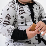 Bam & Stitch Steamboat Willie Bamboo Convertible Romper | Vintage Disney Sleeper - 