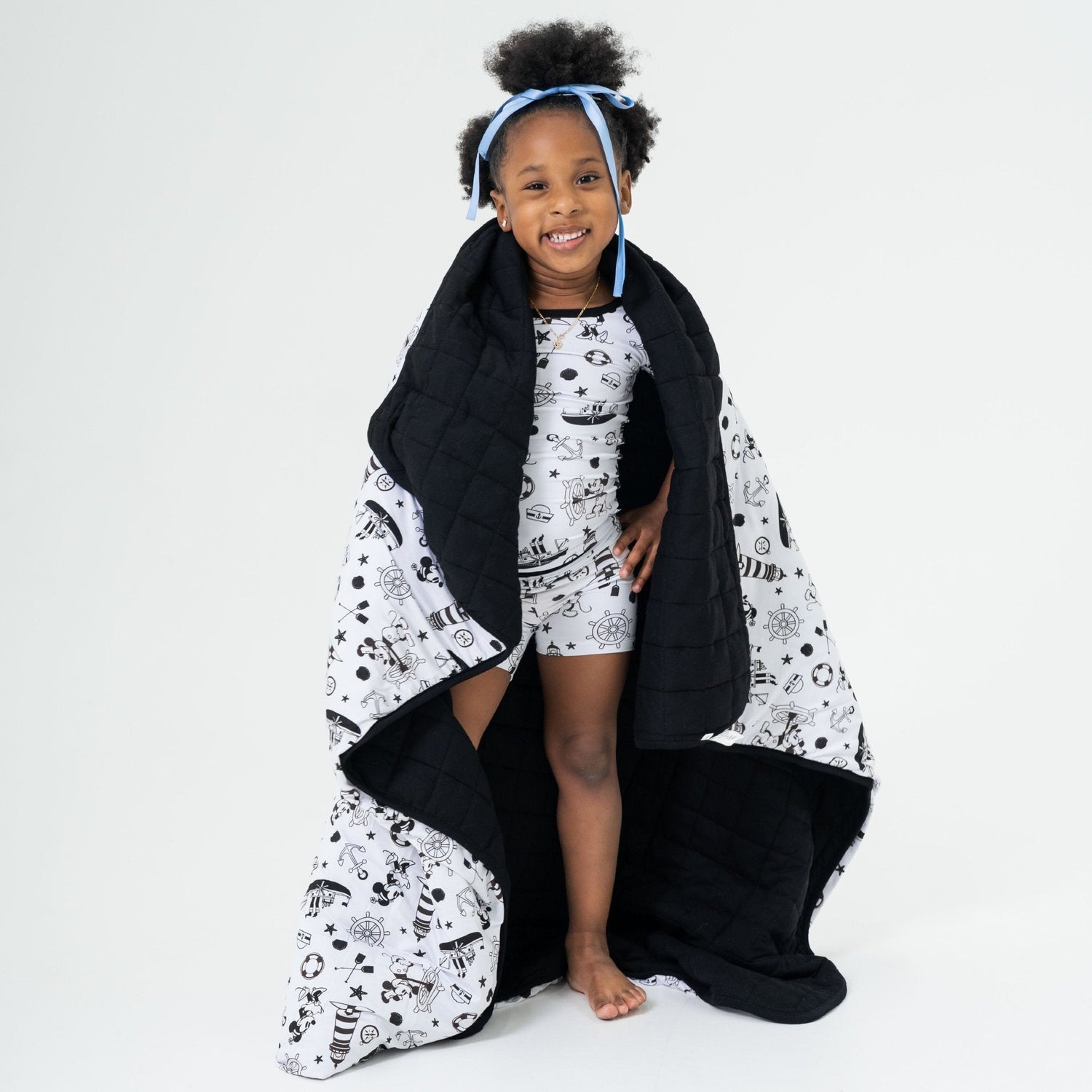 Bam & Stitch Steamboat Willie Bamboo Kids Blanket | Vintage Disney Style Quilt - 