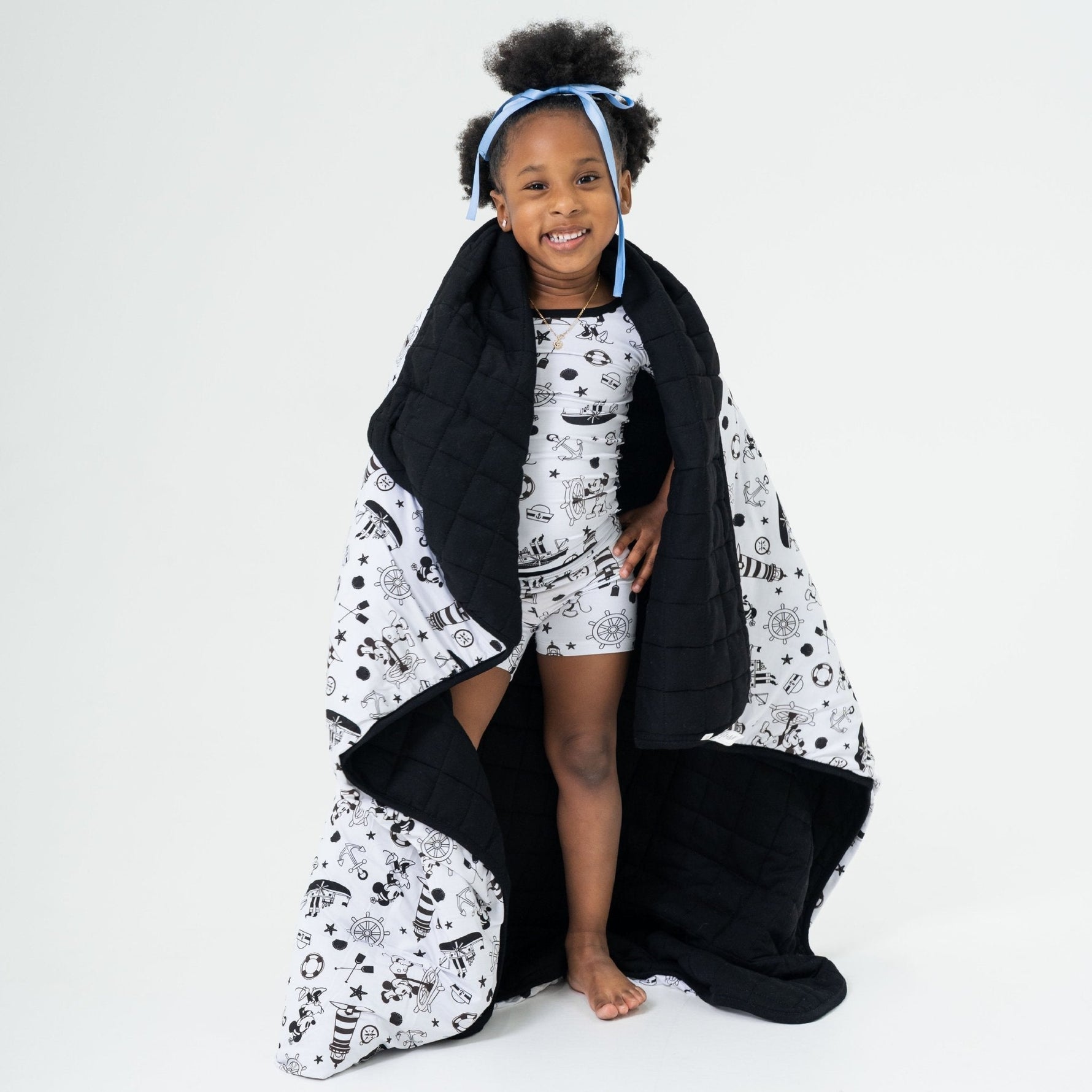 Bam & Stitch Steamboat Willie Bamboo Kids Blanket | Vintage Disney Style Quilt - 