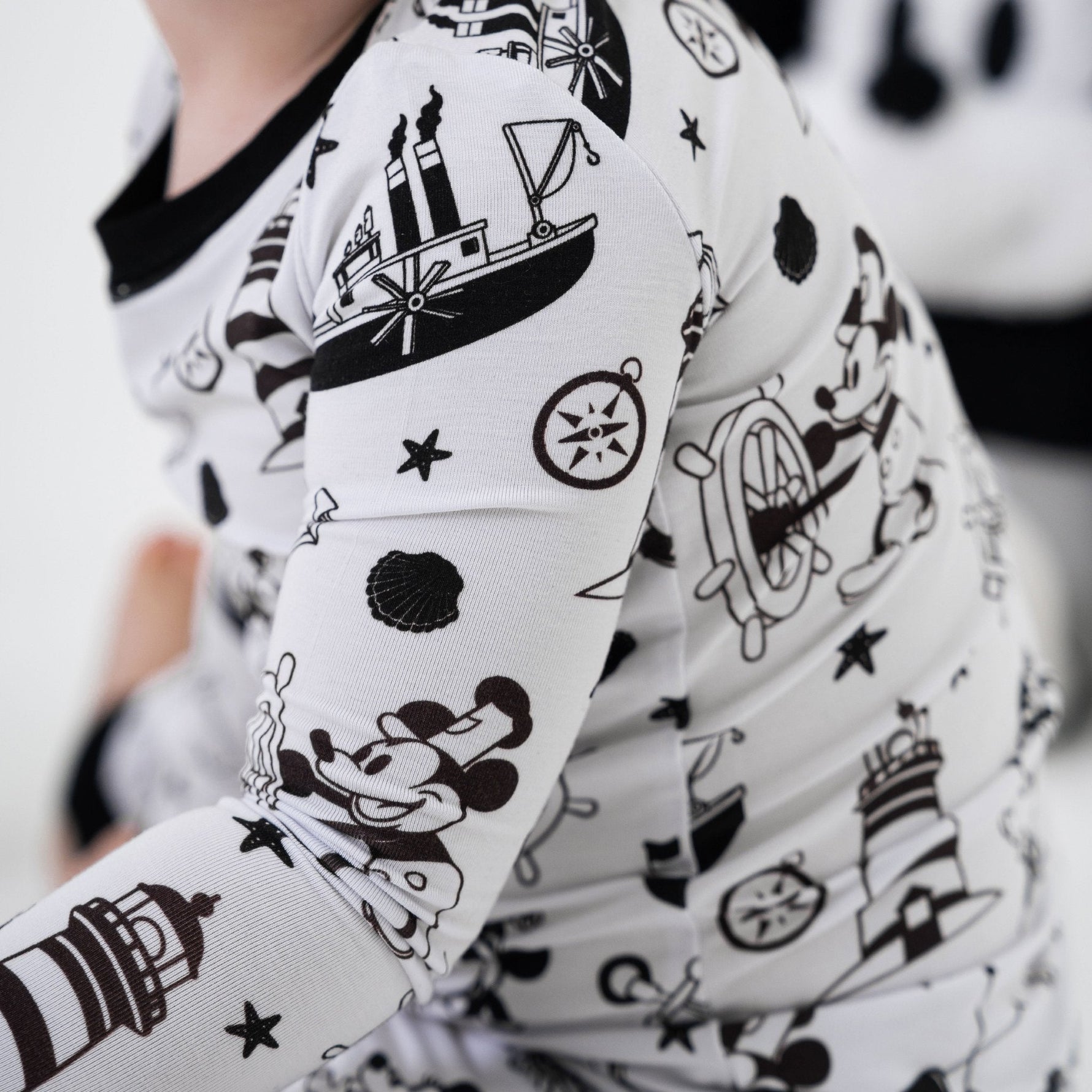 Bam & Stitch Steamboat Willie Bamboo Long Sleeve Pajamas | Vintage Disney Set - 