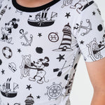 Bam & Stitch Steamboat Willie Bamboo Pajamas | Vintage Disney Short Sleeve Set - 