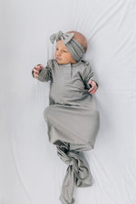 Mebie Baby Stone Bamboo Knot Gown For Newborns 0 To 3 Months Soft Rayon - 